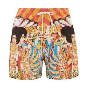 Amiri X Jimi Hendrix Bold as Love Swim Shorts Multicolor Hindu Gods Lined-XXL